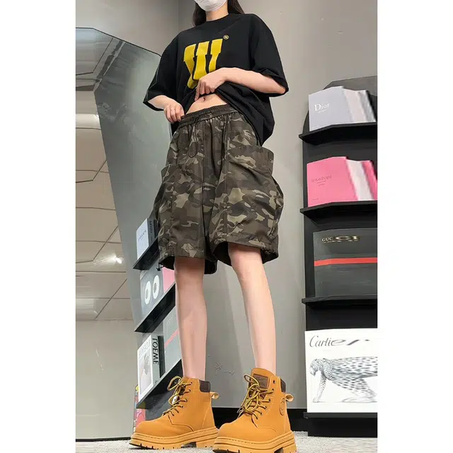 孜讯 美式潮牌户外工装迷彩五分裤百搭宽松夏季薄款中性运动休闲短裤 男女同款