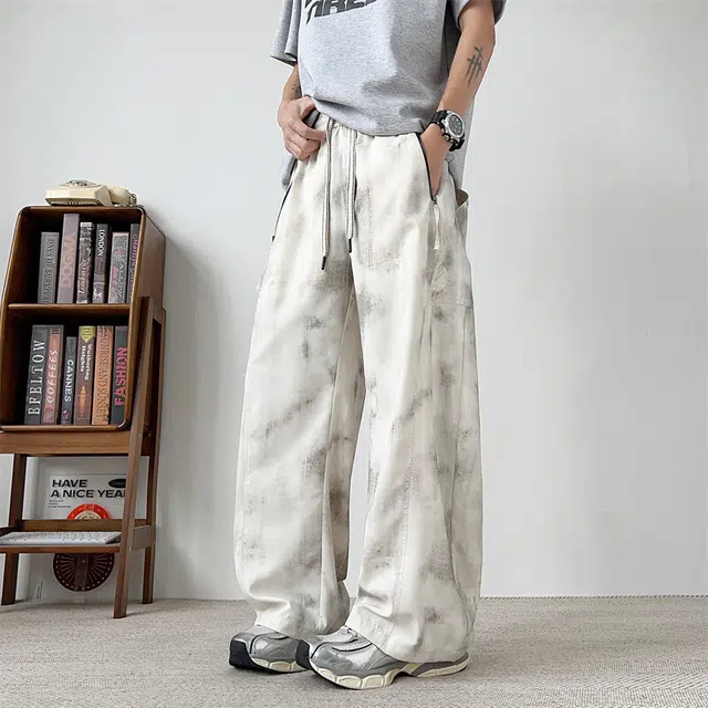 孜讯 美式复古潮流时尚百搭舒适宽松阔腿休闲裤 男女同款