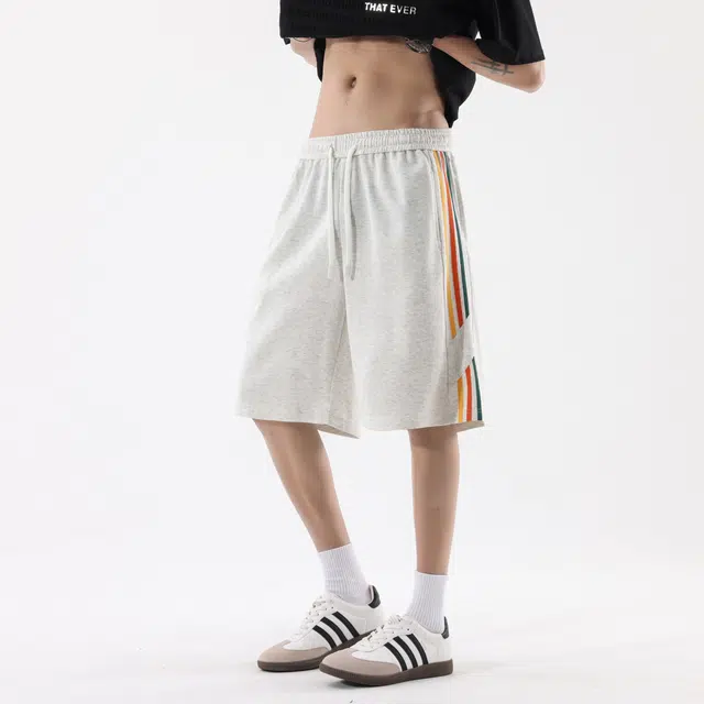 孜讯 美式复古纯色垂感运动宽松直筒百搭舒适潮流五分休闲短裤 男女同款