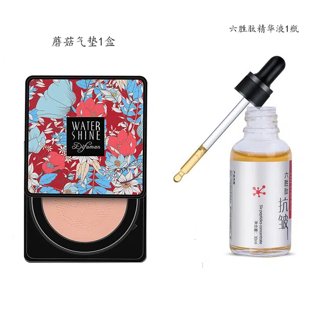 缔芙曼 蘑菇气垫六胜肽护肤套装 补水 去法令纹 淡化 细纹紧致 抗皱精华液  保湿 自然遮瑕 不卡粉