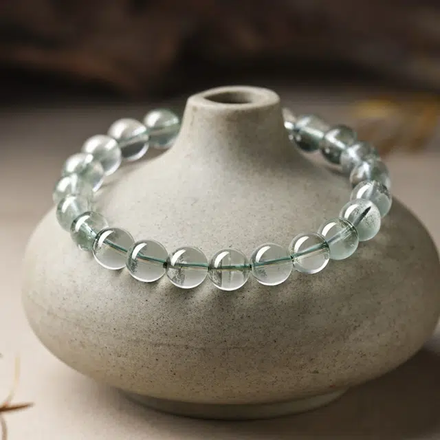 【福蕴生机】 老庙 空灵美感 清新优雅 新中式国潮小众设计 日常通勤百搭 礼盒# 绿幽灵 手串 男女同款情侣款