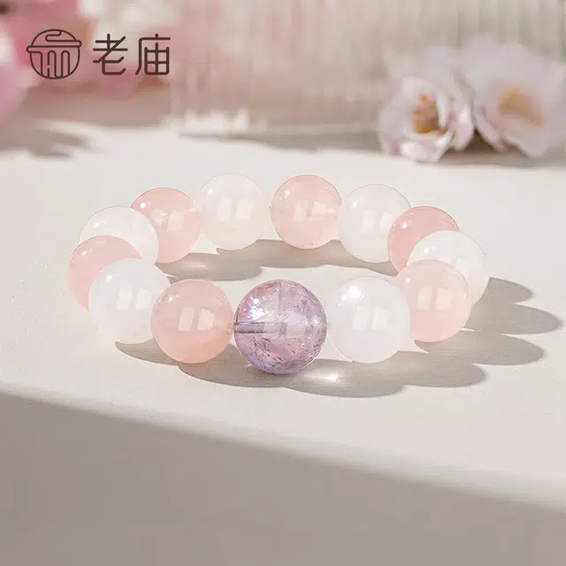 【浪漫邂逅】 老庙 国风轻奢天然 粉水晶 手串 女款