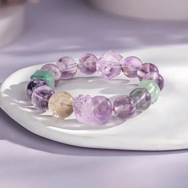 【福运至来】 老庙 招财貔貅转运珠 轻奢时尚高级感显气质 小众设计 日常通勤百搭礼盒#好运天然 紫水晶 手串 男女同款情侣款