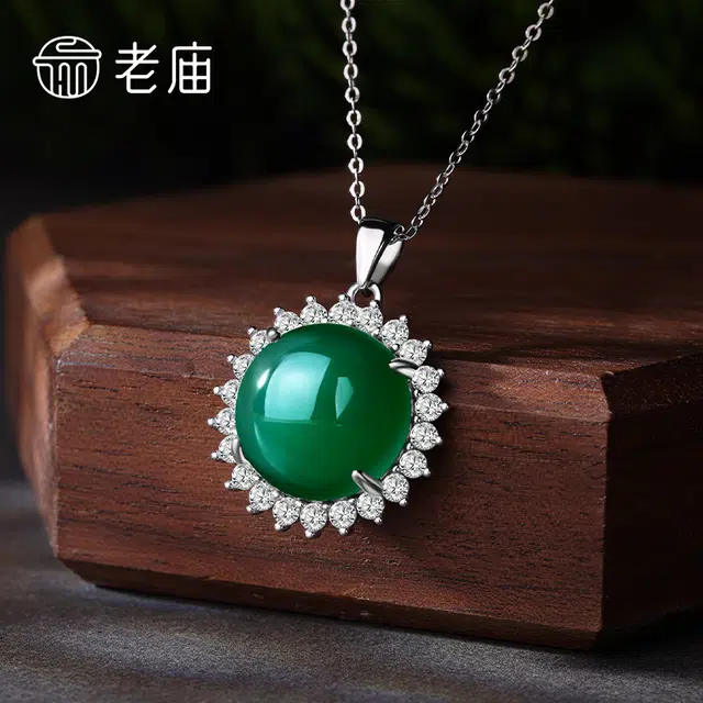 老庙 时尚百搭小众设计#好运 玉髓 项链 女款