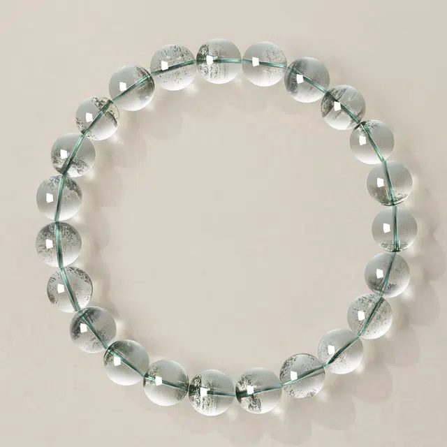 【福蕴生机】 老庙 空灵美感 清新优雅 新中式国潮小众设计 日常通勤百搭 礼盒# 绿幽灵 手串 男女同款情侣款