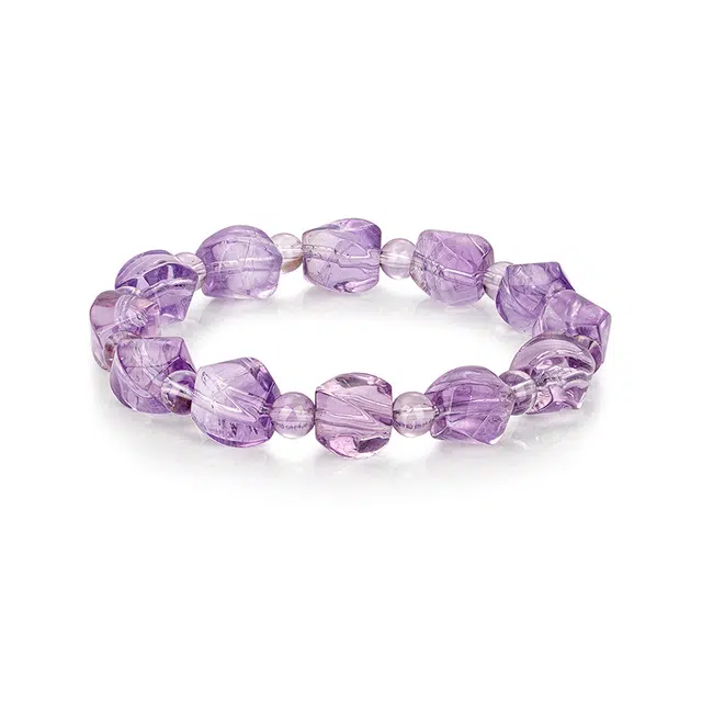 老庙 随型圆珠 森系甜美 轻奢时尚高级感显气质  日常通勤百搭 好运天然 紫水晶 手串 女款