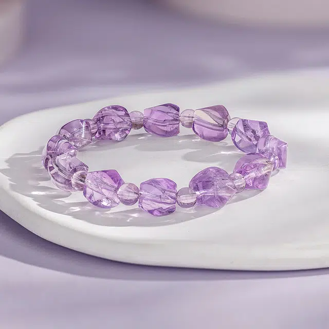 老庙 随型圆珠 森系甜美 轻奢时尚高级感显气质  日常通勤百搭 好运天然 紫水晶 手串 女款