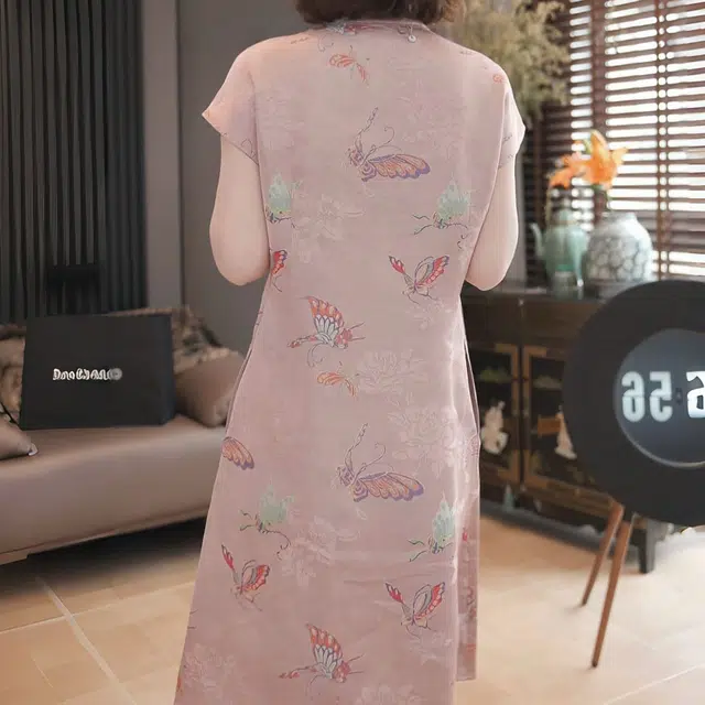 敲模女孩 新中式温婉大方时尚气质国风古典短袖连衣裙 女款