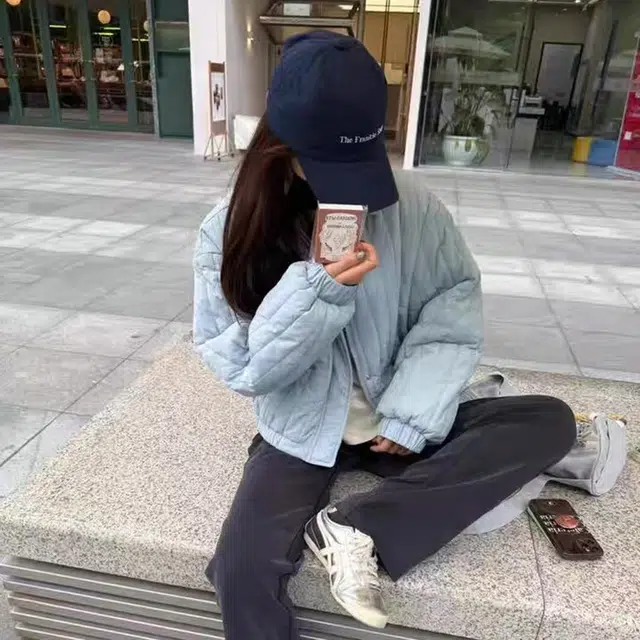 敲模女孩 韩系轻盈甜美日系休闲翻领宽松短外套棉服 女款