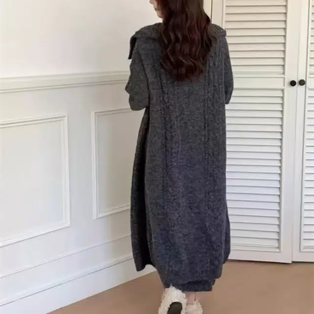 敲模女孩 法式软糯慵懒风气质中长款开衫内搭吊带针织修身包臀连衣裙裙装套装 女款