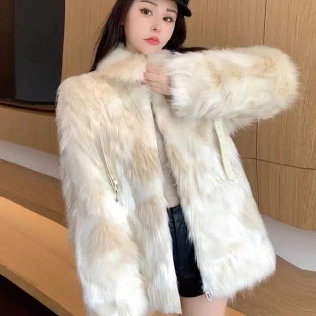 敲模女孩 甜酷风时尚复古轻奢高级感潮流保暖外套皮草 女款