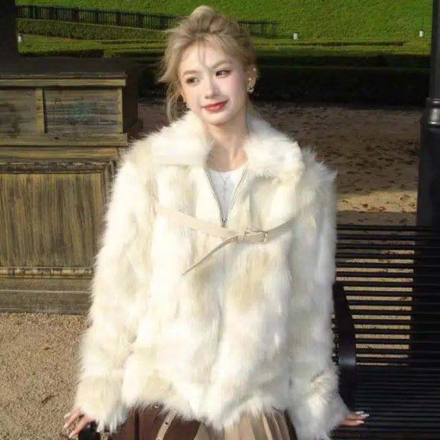 敲模女孩 甜酷风时尚复古轻奢高级感潮流保暖外套皮草 女款