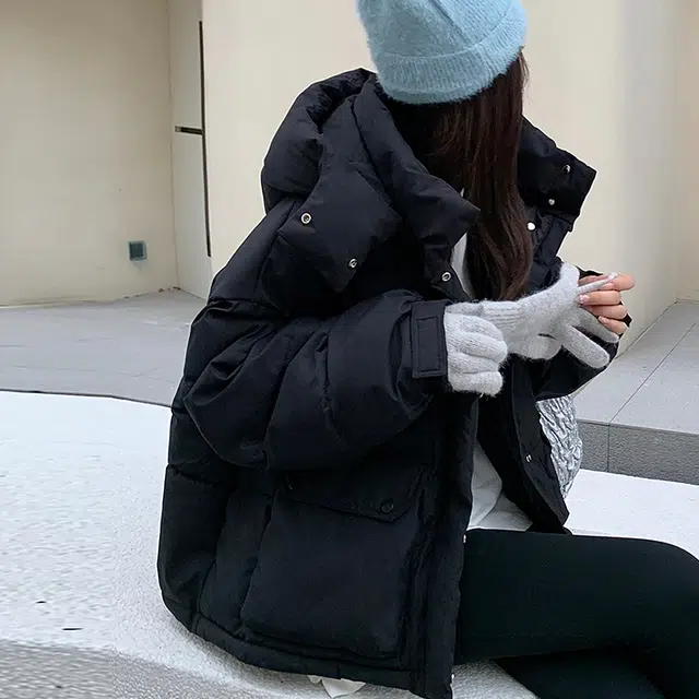 敲模女孩 韩系学院风短款棉袄加厚连帽面包服棉外套棉服 女款
