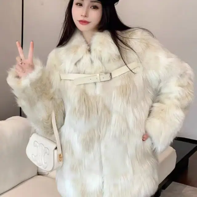 敲模女孩 甜酷风时尚复古轻奢高级感潮流保暖外套皮草 女款