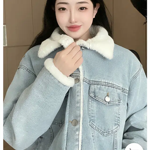 敲模女孩 美式复古街头风加绒加厚宽松长袖牛仔外套 女款