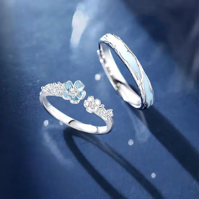 福柚 心动山茶花 轻奢精致恋爱告白立体花卉高级感百搭素圈可调节对戒#好运 合金 戒指 男女同款情侣款