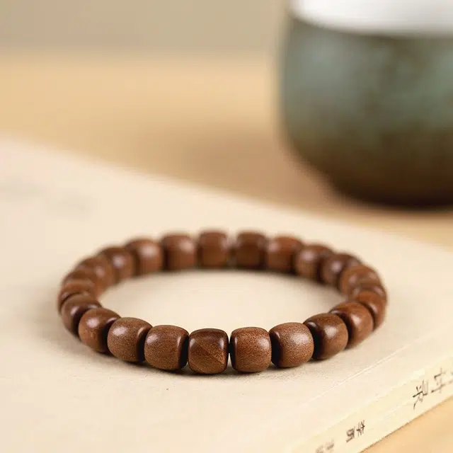 福柚 国潮新中式禅意安神上岸平安纳福精致轻奢招财转运文玩百搭显白#好运 金丝檀木 手串 男女同款情侣款