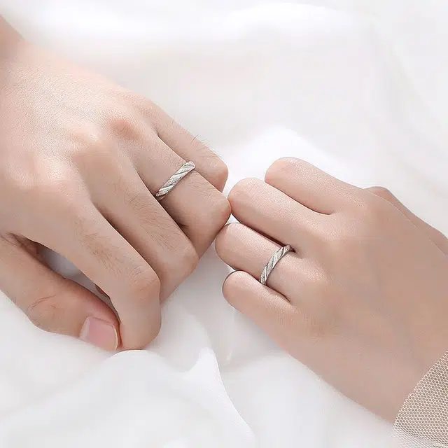 福柚 【免费刻字&代写贺卡】简约小众设计感经典韩版磨砂闭口 合金 戒指 男女同款情侣款