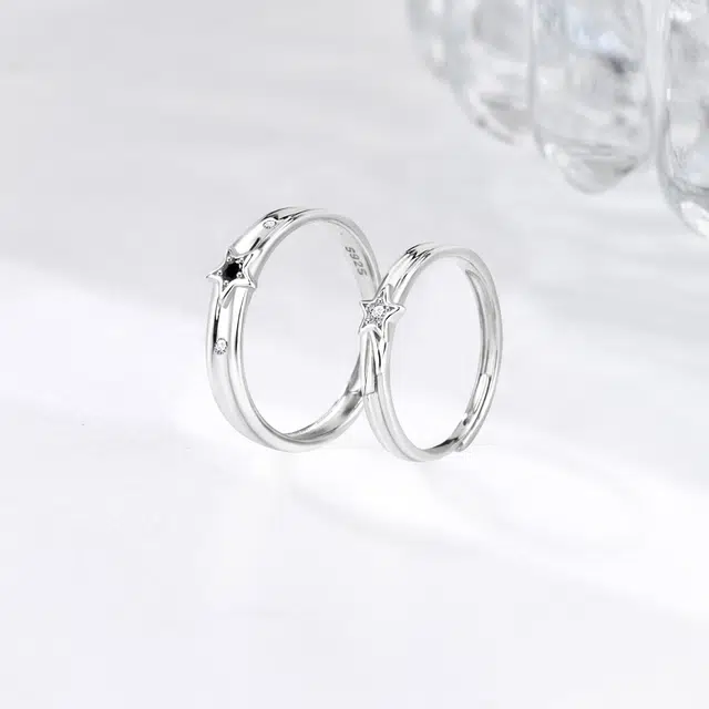 福柚 银河恋人时尚简约轻奢小众设计森系高级感优雅甜美精致气质可爱温柔浪漫百搭 好运 合金 戒指 男女同款情侣款