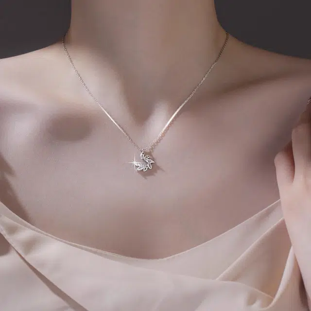 福柚 【可定制 刻字】穗穗皆顺 岁岁欢喜镶钻麦穗锁骨链浪漫优雅精致新中式国潮风元素高级感小众设计时尚简约百搭 合金 项链 女款