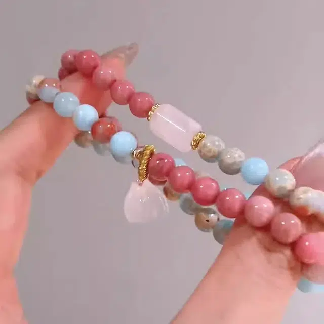 福柚 新中式复古莲蓬双圈叠戴万事如意心愿达成事业运爆棚转运珠小众精致高级感百搭有钱花#好运 寿山石 手串 女款