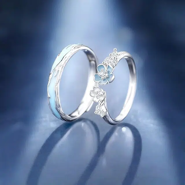 福柚 心动山茶花 轻奢精致恋爱告白立体花卉高级感百搭素圈可调节对戒#好运 合金 戒指 男女同款情侣款