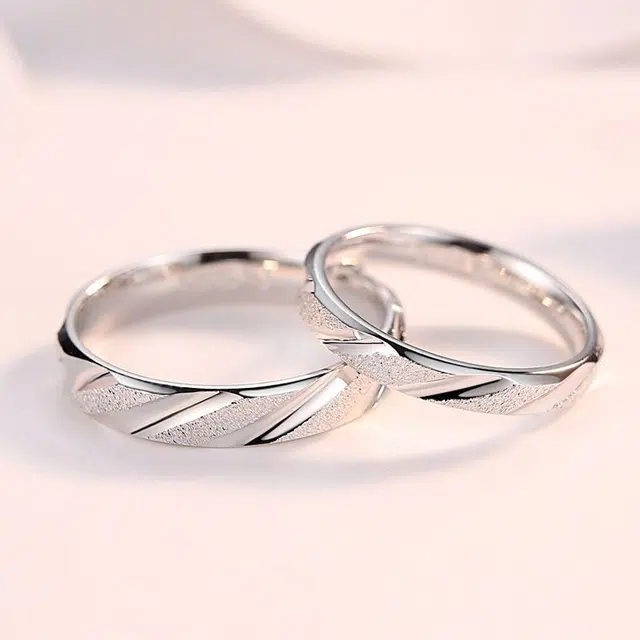 福柚 【免费刻字&代写贺卡】简约小众设计感经典韩版磨砂闭口 合金 戒指 男女同款情侣款