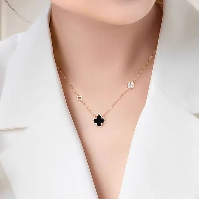 福柚 【可定制 刻字】幸运四叶草 系列精致简约小众优雅时尚轻奢高级感设计精致上班族新中式 约会恋爱高颜值礼盒 合金 项链 女款