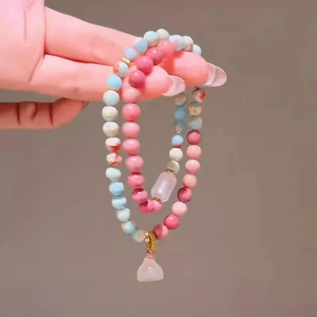 福柚 新中式复古莲蓬双圈叠戴万事如意心愿达成事业运爆棚转运珠小众精致高级感百搭有钱花#好运 寿山石 手串 女款