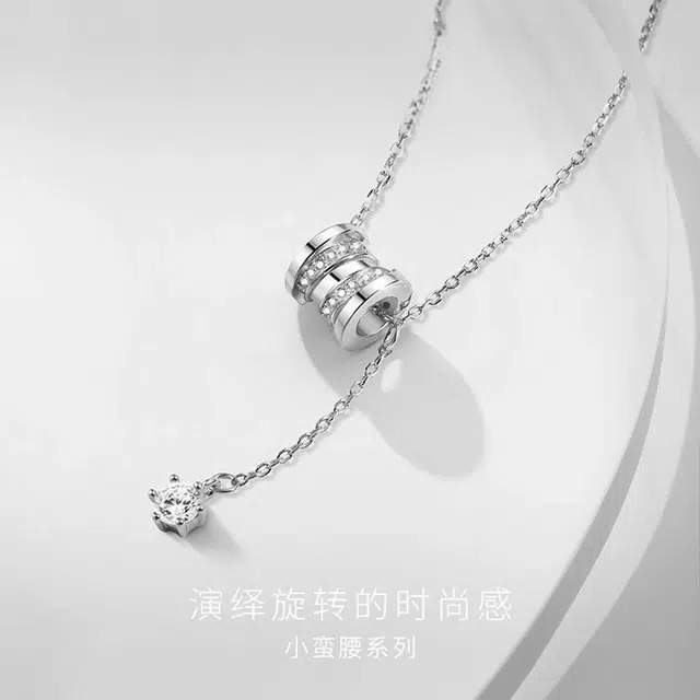 福柚 【可定制 刻字】小蛮腰锁骨链转运珠镶嵌小众流苏可调节链长简约时尚日常百搭穿搭配饰表白#好运 合金 项链 女款