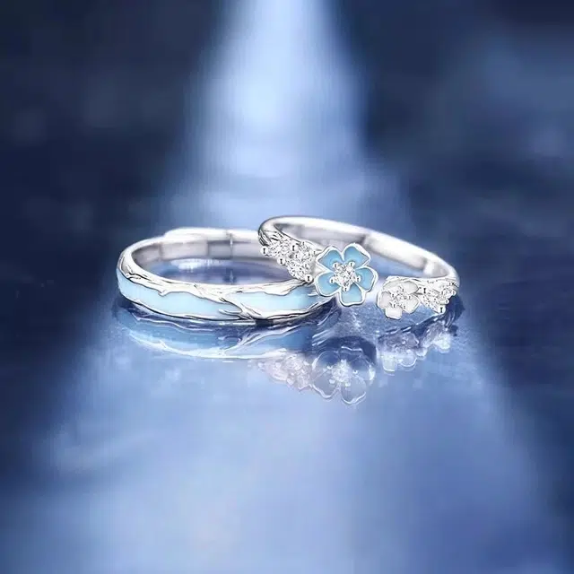 福柚 心动山茶花 轻奢精致恋爱告白立体花卉高级感百搭素圈可调节对戒#好运 合金 戒指 男女同款情侣款