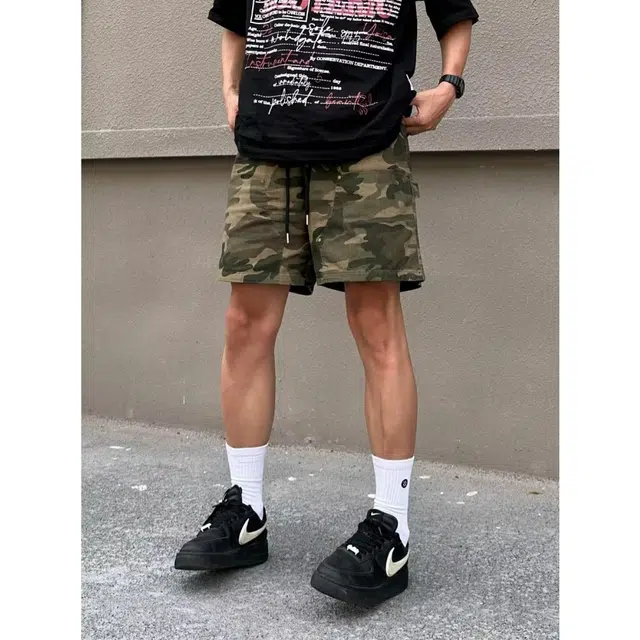 拓菲 美式复古迷彩速干潮牌三分裤痞帅休闲潮流外穿工装短裤 男女同款