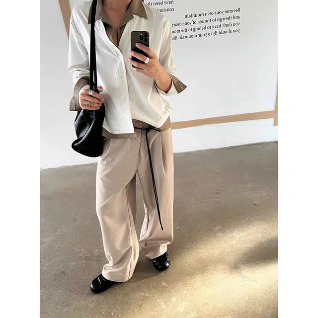 拓菲 假两件古巴领撞色条纹长袖潮牌痞帅抗皱衬衣休闲通勤外套衬衫男款 男女同款