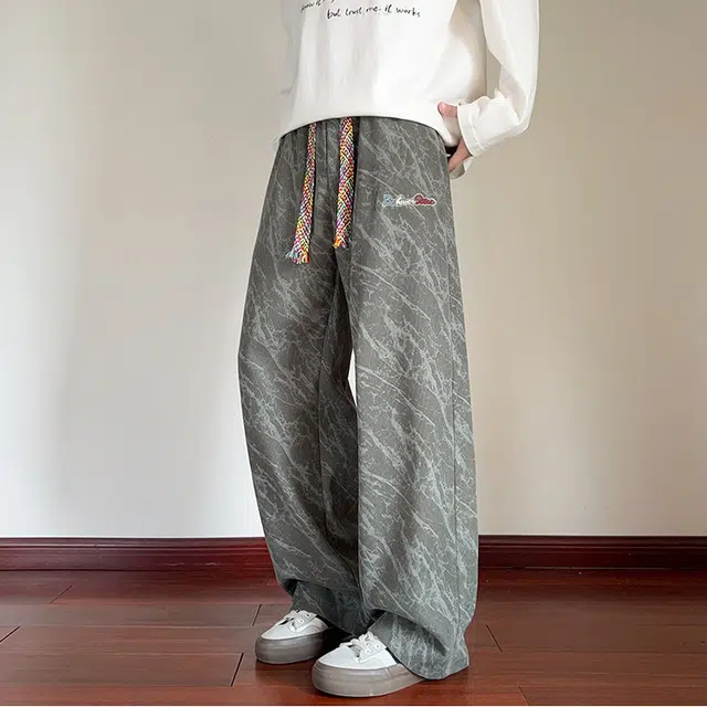 拓菲 扎染高街裤子男春秋季款百搭直筒宽松潮流阔腿长裤慵懒风运动卫裤休闲裤 男女同款