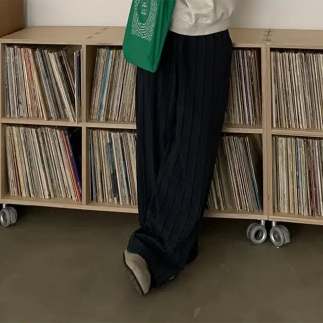 拓菲 美式复古条纹阔腿裤宽松直筒弯刀休闲裤痞帅百搭长裤 男女同款