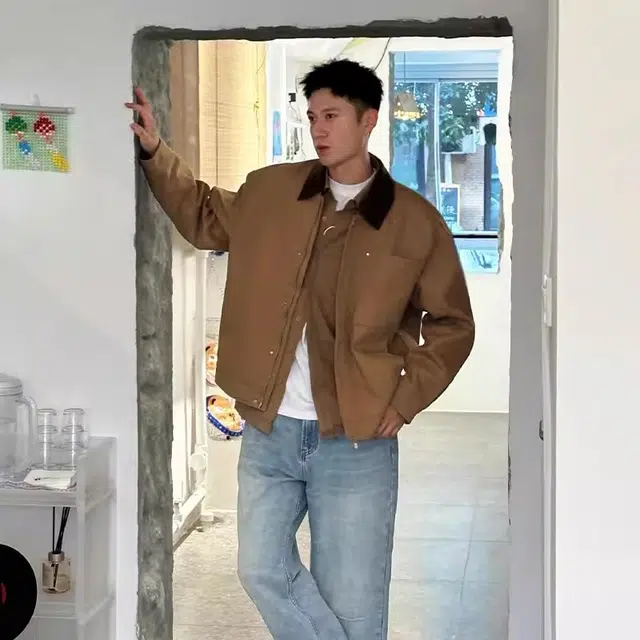 拓菲 美式复古底特律工装男款外套秋季高级感拼接短款棒球服夹克 男女同款
