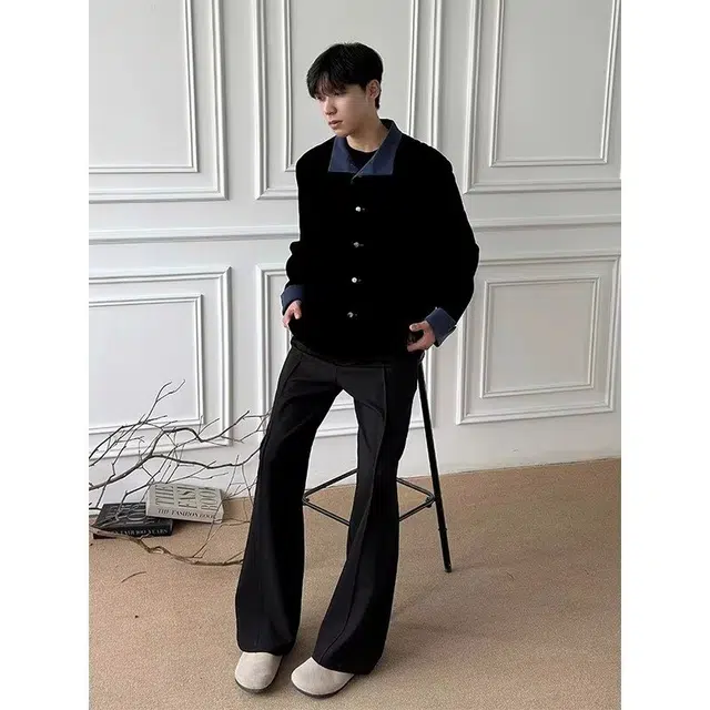 拓菲 黑色丝绒西装外套男款高级感痞帅中山装春秋季潮牌立领中国风唐装夹克 男女同款
