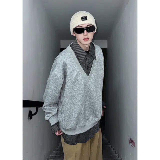 拓菲 设计感假两件拼接男春秋复古宽松时尚高级感上衣潮卫衣 男女同款