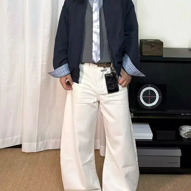 拓菲 哈灵顿老钱风假两件撞色拼接格子翻领外套美式复古短款夹克 男女同款