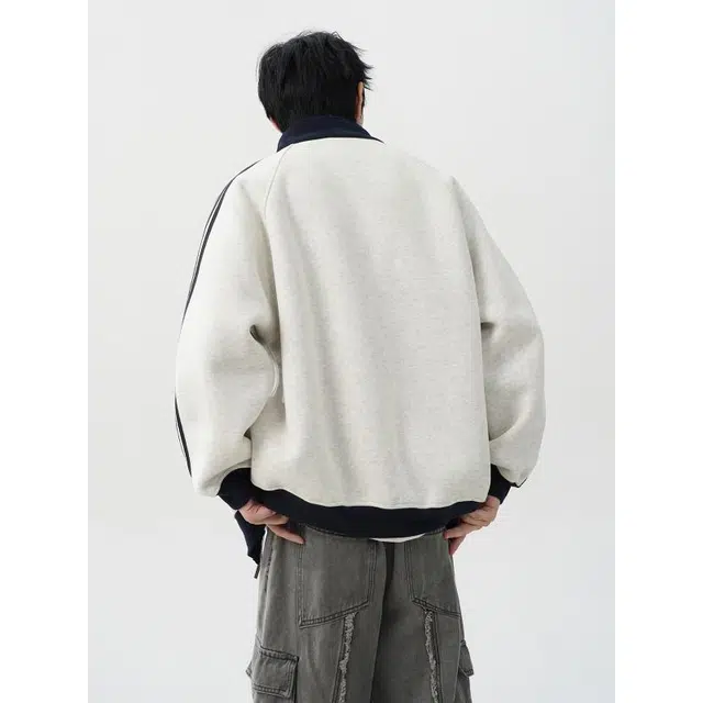 拓菲 三条杠棒球服休闲开衫男秋冬款潮牌学院风情侣百搭运动外套夹克 男女同款