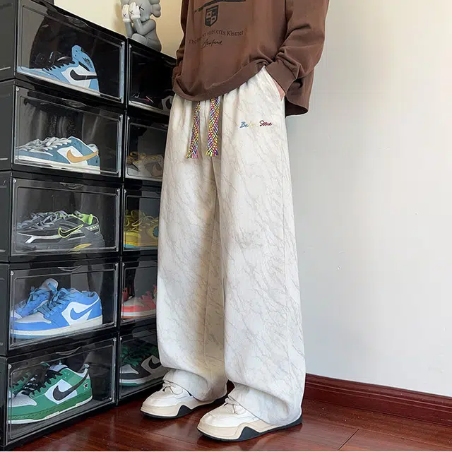 拓菲 美式灯芯绒裤子男款秋季潮牌扎染卫裤小众设计感彩色抽绳休闲裤 男女同款