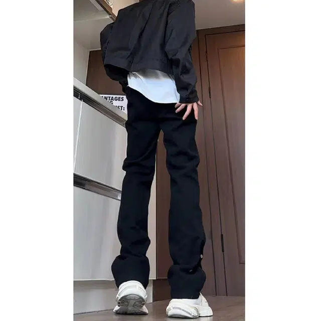 拓菲 美式机能潮高街微喇裤潮宽松直筒牛仔裤 男女同款