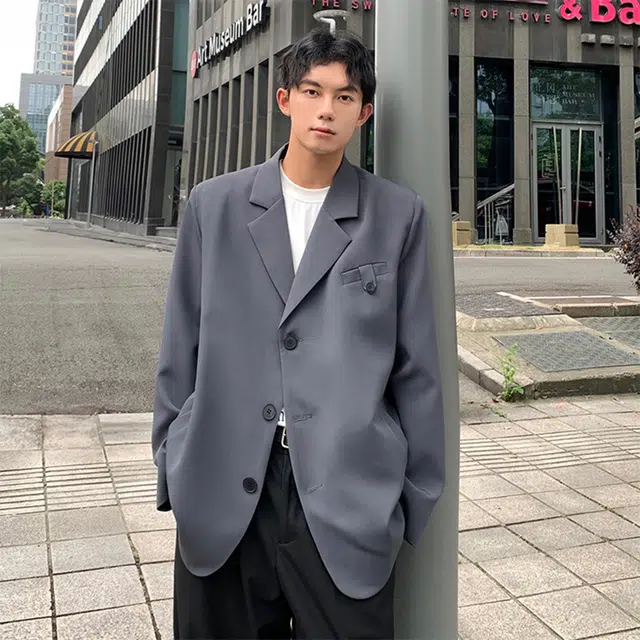 拓菲 休闲西服外套男士高级感秋冬季潮牌宽松西装 男女同款