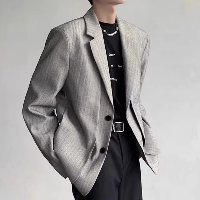 拓菲 假两件西服外套男款秋冬高级感痞帅老钱风垫肩成熟稳重西装 男女同款