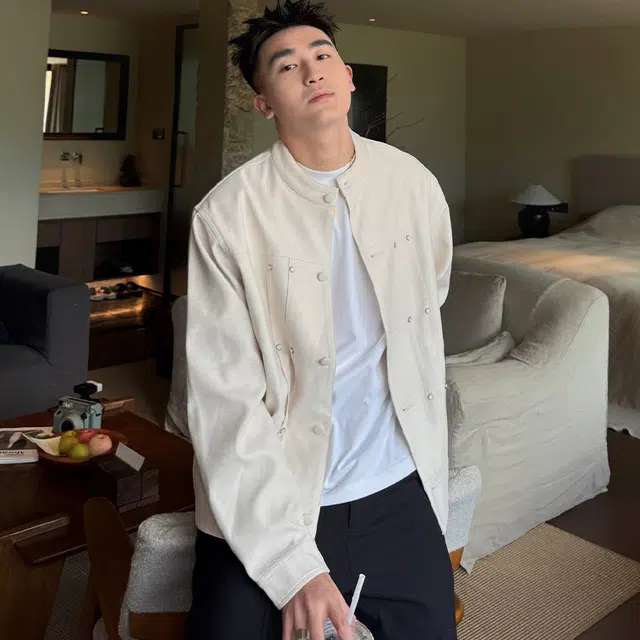 拓菲 新中式立领外套男秋季韩系穿搭高级感痞帅宽松短款上衣夹克 男女同款