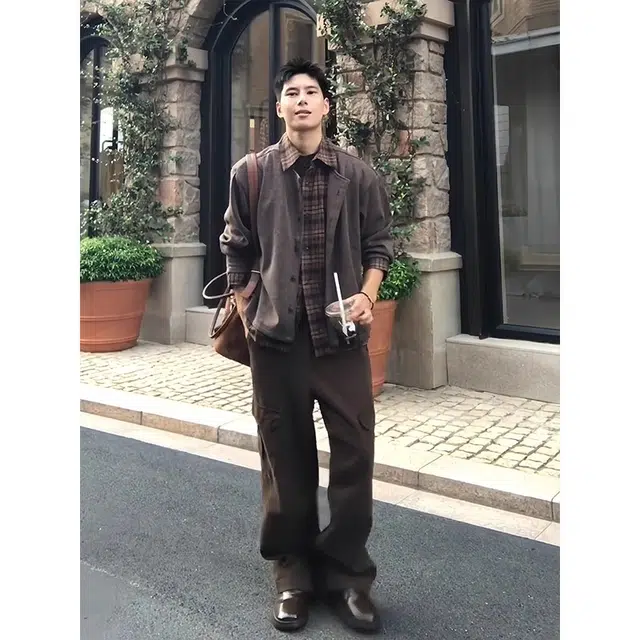 拓菲 秋季高端设计感拼接假两件纽扣开衫男士宽松轻奢外套针织衫 男女同款