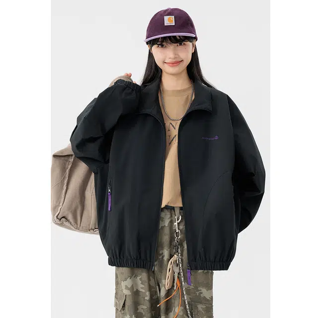 拓菲 纯色外套女款早秋巨好看运动棒球服防风冲锋衣夹克 男女同款
