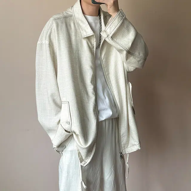 拓菲 莱赛尔天丝亚麻休闲外套男秋季慵懒松弛感宽松百搭男士上衣夹克 男女同款