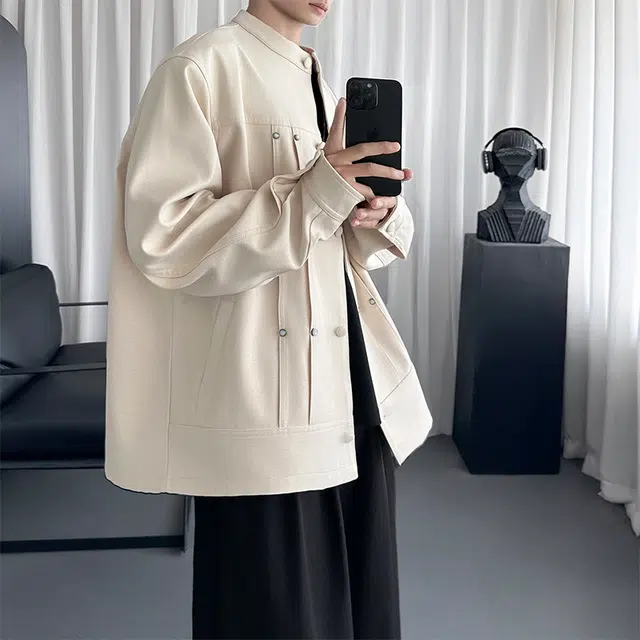 拓菲 新中式解构拼接外套男款春秋季设计感立领痞帅高级感宽松上衣夹克 男女同款