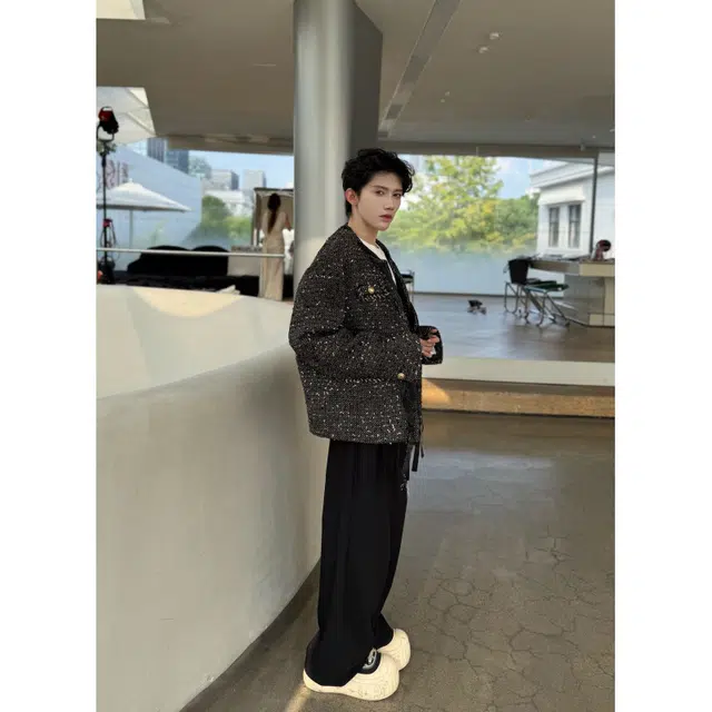 拓菲 法式轻奢小香风外套男模穿搭春秋短款垫肩老钱风美式复古上衣夹克 男女同款